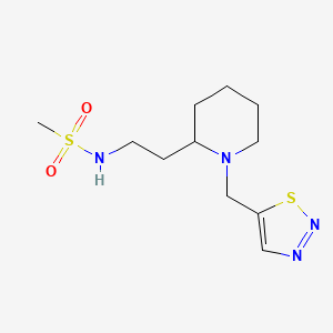 molecular formula C11H20N4O2S2 B7025554 N-[2-[1-(thiadiazol-5-ylmethyl)piperidin-2-yl]ethyl]methanesulfonamide 