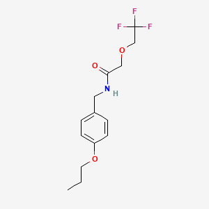 molecular formula C14H18F3NO3 B7025918 N-[(4-propoxyphenyl)methyl]-2-(2,2,2-trifluoroethoxy)acetamide 