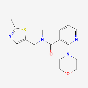 molecular formula C16H20N4O2S B7025994 N-methyl-N-[(2-methyl-1,3-thiazol-5-yl)methyl]-2-morpholin-4-ylpyridine-3-carboxamide 