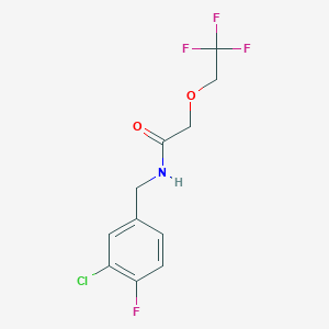 molecular formula C11H10ClF4NO2 B7026085 N-[(3-chloro-4-fluorophenyl)methyl]-2-(2,2,2-trifluoroethoxy)acetamide 