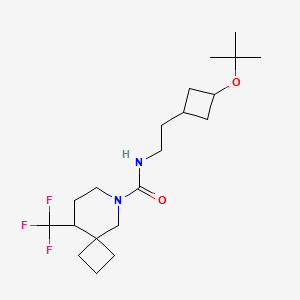 molecular formula C20H33F3N2O2 B7026327 N-[2-[3-[(2-methylpropan-2-yl)oxy]cyclobutyl]ethyl]-9-(trifluoromethyl)-6-azaspiro[3.5]nonane-6-carboxamide 