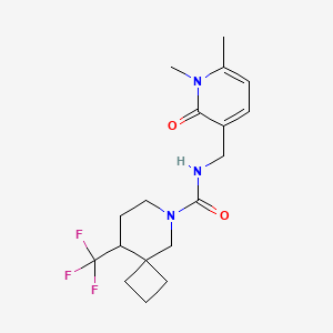 molecular formula C18H24F3N3O2 B7026331 N-[(1,6-dimethyl-2-oxopyridin-3-yl)methyl]-9-(trifluoromethyl)-6-azaspiro[3.5]nonane-6-carboxamide 