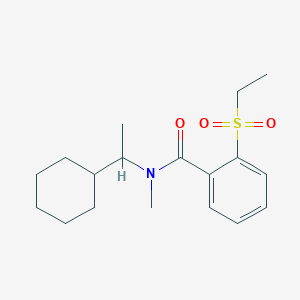 molecular formula C18H27NO3S B7026365 N-(1-cyclohexylethyl)-2-ethylsulfonyl-N-methylbenzamide 