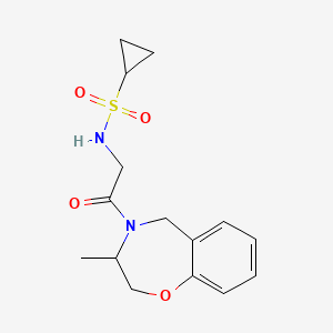 molecular formula C15H20N2O4S B7026394 N-[2-(3-methyl-3,5-dihydro-2H-1,4-benzoxazepin-4-yl)-2-oxoethyl]cyclopropanesulfonamide 