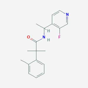 molecular formula C18H21FN2O B7026468 N-[1-(3-fluoropyridin-4-yl)ethyl]-2-methyl-2-(2-methylphenyl)propanamide 