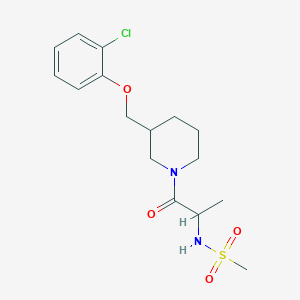molecular formula C16H23ClN2O4S B7026542 N-[1-[3-[(2-chlorophenoxy)methyl]piperidin-1-yl]-1-oxopropan-2-yl]methanesulfonamide 