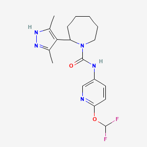 molecular formula C18H23F2N5O2 B7026772 N-[6-(difluoromethoxy)pyridin-3-yl]-2-(3,5-dimethyl-1H-pyrazol-4-yl)azepane-1-carboxamide 