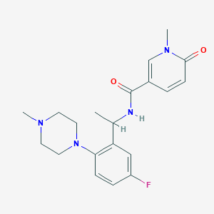 molecular formula C20H25FN4O2 B7026890 N-[1-[5-fluoro-2-(4-methylpiperazin-1-yl)phenyl]ethyl]-1-methyl-6-oxopyridine-3-carboxamide 