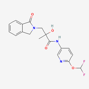 molecular formula C18H17F2N3O4 B7026926 N-[6-(difluoromethoxy)pyridin-3-yl]-2-hydroxy-2-methyl-3-(3-oxo-1H-isoindol-2-yl)propanamide 