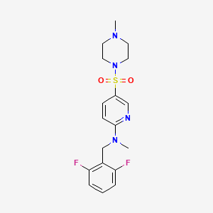 molecular formula C18H22F2N4O2S B7026951 N-[(2,6-difluorophenyl)methyl]-N-methyl-5-(4-methylpiperazin-1-yl)sulfonylpyridin-2-amine 