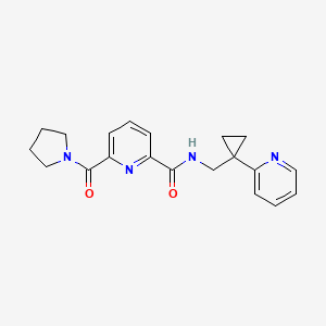 molecular formula C20H22N4O2 B7026964 N-[(1-pyridin-2-ylcyclopropyl)methyl]-6-(pyrrolidine-1-carbonyl)pyridine-2-carboxamide 