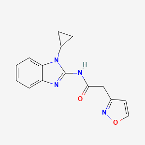 molecular formula C15H14N4O2 B7027166 N-(1-cyclopropylbenzimidazol-2-yl)-2-(1,2-oxazol-3-yl)acetamide 