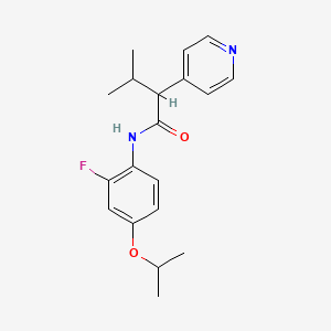 molecular formula C19H23FN2O2 B7027244 N-(2-fluoro-4-propan-2-yloxyphenyl)-3-methyl-2-pyridin-4-ylbutanamide 