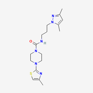 molecular formula C17H26N6OS B7027317 N-[3-(3,5-dimethylpyrazol-1-yl)propyl]-4-(4-methyl-1,3-thiazol-2-yl)piperazine-1-carboxamide 