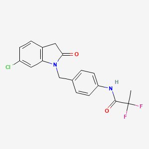 molecular formula C18H15ClF2N2O2 B7027330 N-[4-[(6-chloro-2-oxo-3H-indol-1-yl)methyl]phenyl]-2,2-difluoropropanamide 