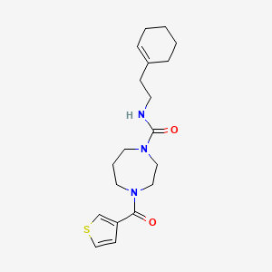 molecular formula C19H27N3O2S B7027339 N-[2-(cyclohexen-1-yl)ethyl]-4-(thiophene-3-carbonyl)-1,4-diazepane-1-carboxamide 