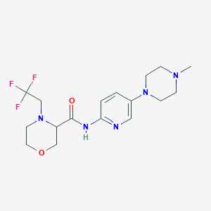 molecular formula C17H24F3N5O2 B7027355 N-[5-(4-methylpiperazin-1-yl)pyridin-2-yl]-4-(2,2,2-trifluoroethyl)morpholine-3-carboxamide 