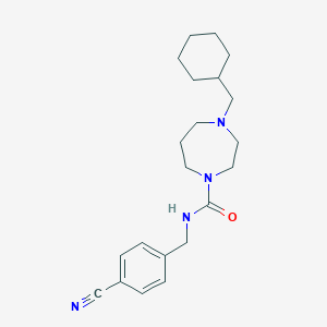molecular formula C21H30N4O B7027421 N-[(4-cyanophenyl)methyl]-4-(cyclohexylmethyl)-1,4-diazepane-1-carboxamide 