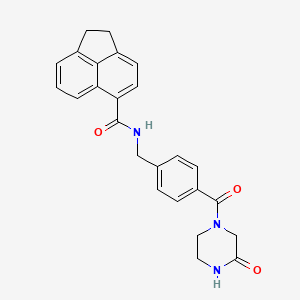 molecular formula C25H23N3O3 B7027471 N-[[4-(3-oxopiperazine-1-carbonyl)phenyl]methyl]-1,2-dihydroacenaphthylene-5-carboxamide 