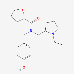 molecular formula C19H28N2O3 B7027508 N-[(1-ethylpyrrolidin-2-yl)methyl]-N-[(4-hydroxyphenyl)methyl]oxolane-2-carboxamide 