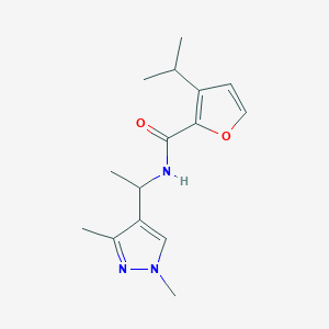 molecular formula C15H21N3O2 B7027547 N-[1-(1,3-dimethylpyrazol-4-yl)ethyl]-3-propan-2-ylfuran-2-carboxamide 