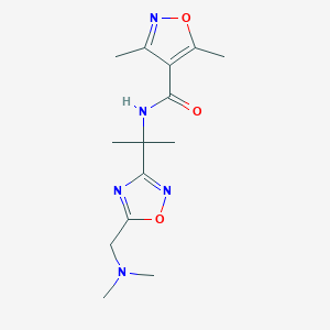 molecular formula C14H21N5O3 B7027578 N-[2-[5-[(dimethylamino)methyl]-1,2,4-oxadiazol-3-yl]propan-2-yl]-3,5-dimethyl-1,2-oxazole-4-carboxamide 