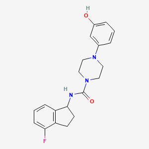 molecular formula C20H22FN3O2 B7027632 N-(4-fluoro-2,3-dihydro-1H-inden-1-yl)-4-(3-hydroxyphenyl)piperazine-1-carboxamide 