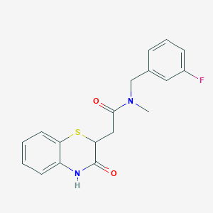 molecular formula C18H17FN2O2S B7027667 N-[(3-fluorophenyl)methyl]-N-methyl-2-(3-oxo-4H-1,4-benzothiazin-2-yl)acetamide 