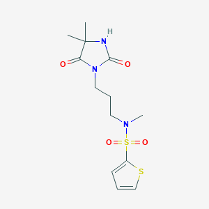 molecular formula C13H19N3O4S2 B7027739 N-[3-(4,4-dimethyl-2,5-dioxoimidazolidin-1-yl)propyl]-N-methylthiophene-2-sulfonamide 