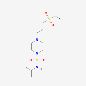 molecular formula C13H29N3O4S2 B7027800 N-propan-2-yl-4-(3-propan-2-ylsulfonylpropyl)piperazine-1-sulfonamide 