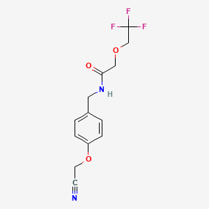 molecular formula C13H13F3N2O3 B7027933 N-[[4-(cyanomethoxy)phenyl]methyl]-2-(2,2,2-trifluoroethoxy)acetamide 