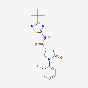 molecular formula C17H19FN4O2S B7027976 N-(3-tert-butyl-1,2,4-thiadiazol-5-yl)-1-(2-fluorophenyl)-5-oxopyrrolidine-3-carboxamide 