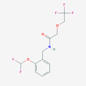 molecular formula C12H12F5NO3 B7027989 N-[[2-(difluoromethoxy)phenyl]methyl]-2-(2,2,2-trifluoroethoxy)acetamide 