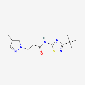 molecular formula C13H19N5OS B7027992 N-(3-tert-butyl-1,2,4-thiadiazol-5-yl)-3-(4-methylpyrazol-1-yl)propanamide 