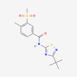 molecular formula C15H19N3O3S2 B7027999 N-(3-tert-butyl-1,2,4-thiadiazol-5-yl)-4-methyl-3-methylsulfonylbenzamide 