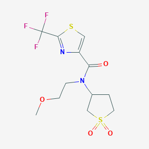 molecular formula C12H15F3N2O4S2 B7028208 N-(1,1-dioxothiolan-3-yl)-N-(2-methoxyethyl)-2-(trifluoromethyl)-1,3-thiazole-4-carboxamide 