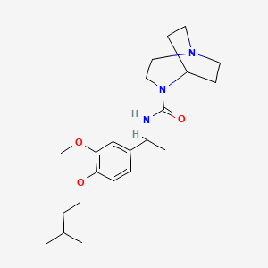 molecular formula C22H35N3O3 B7028213 N-[1-[3-methoxy-4-(3-methylbutoxy)phenyl]ethyl]-1,4-diazabicyclo[3.2.2]nonane-4-carboxamide 