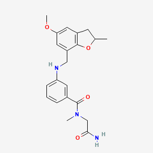 molecular formula C21H25N3O4 B7028246 N-(2-amino-2-oxoethyl)-3-[(5-methoxy-2-methyl-2,3-dihydro-1-benzofuran-7-yl)methylamino]-N-methylbenzamide 