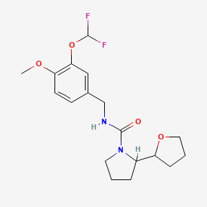 molecular formula C18H24F2N2O4 B7028247 N-[[3-(difluoromethoxy)-4-methoxyphenyl]methyl]-2-(oxolan-2-yl)pyrrolidine-1-carboxamide 