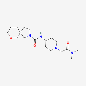 molecular formula C18H32N4O3 B7028265 N-[1-[2-(dimethylamino)-2-oxoethyl]piperidin-4-yl]-7-oxa-2-azaspiro[4.5]decane-2-carboxamide 