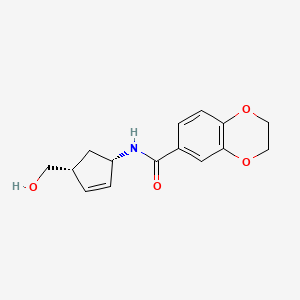 molecular formula C15H17NO4 B7028405 N-[(1S,4R)-4-(hydroxymethyl)cyclopent-2-en-1-yl]-2,3-dihydro-1,4-benzodioxine-6-carboxamide 