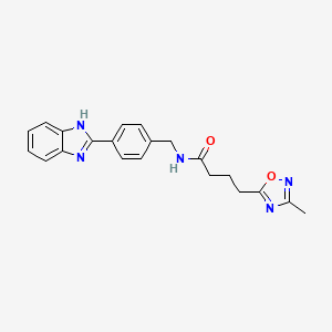 molecular formula C21H21N5O2 B7028535 N-[[4-(1H-benzimidazol-2-yl)phenyl]methyl]-4-(3-methyl-1,2,4-oxadiazol-5-yl)butanamide 