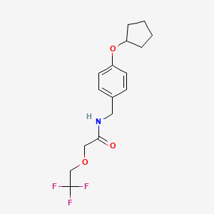 molecular formula C16H20F3NO3 B7028545 N-[(4-cyclopentyloxyphenyl)methyl]-2-(2,2,2-trifluoroethoxy)acetamide 