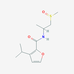 molecular formula C12H19NO3S B7028554 N-(1-methylsulfinylpropan-2-yl)-3-propan-2-ylfuran-2-carboxamide 