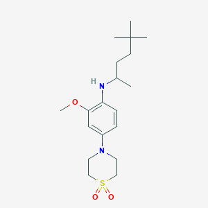 molecular formula C19H32N2O3S B7028593 N-(5,5-dimethylhexan-2-yl)-4-(1,1-dioxo-1,4-thiazinan-4-yl)-2-methoxyaniline 