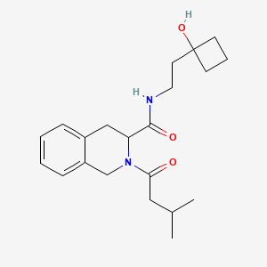 molecular formula C21H30N2O3 B7028616 N-[2-(1-hydroxycyclobutyl)ethyl]-2-(3-methylbutanoyl)-3,4-dihydro-1H-isoquinoline-3-carboxamide 