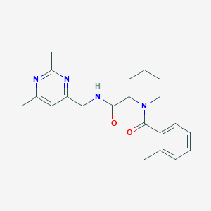 molecular formula C21H26N4O2 B7028655 N-[(2,6-dimethylpyrimidin-4-yl)methyl]-1-(2-methylbenzoyl)piperidine-2-carboxamide 