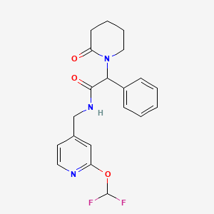 molecular formula C20H21F2N3O3 B7028679 N-[[2-(difluoromethoxy)pyridin-4-yl]methyl]-2-(2-oxopiperidin-1-yl)-2-phenylacetamide 