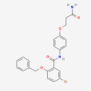 molecular formula C23H21BrN2O4 B7028778 N-[4-(3-amino-3-oxopropoxy)phenyl]-5-bromo-2-phenylmethoxybenzamide 