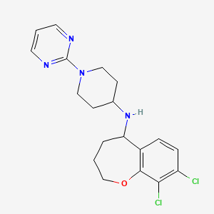 molecular formula C19H22Cl2N4O B7029142 N-(8,9-dichloro-2,3,4,5-tetrahydro-1-benzoxepin-5-yl)-1-pyrimidin-2-ylpiperidin-4-amine 